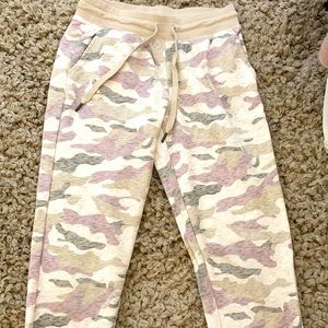 Gray and lavender camo sweatpants